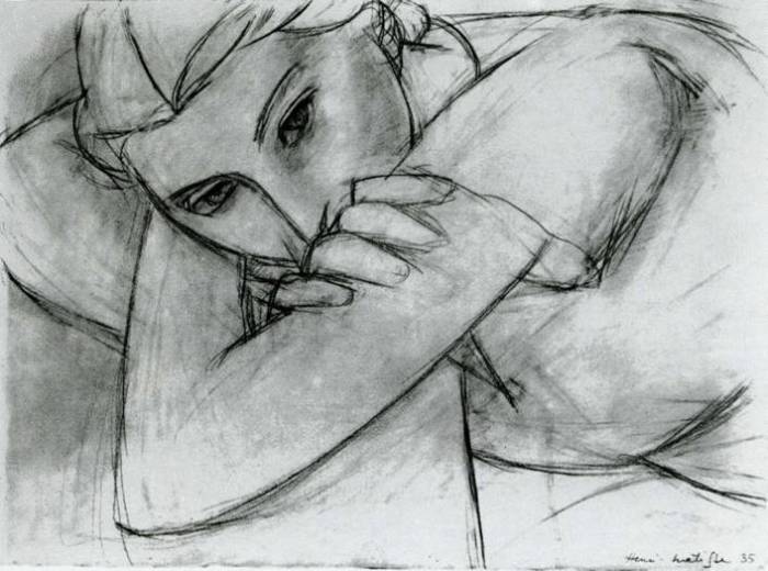 «Женская полуфигура» (портрет Л. Делекторской), уголь, 1930 год